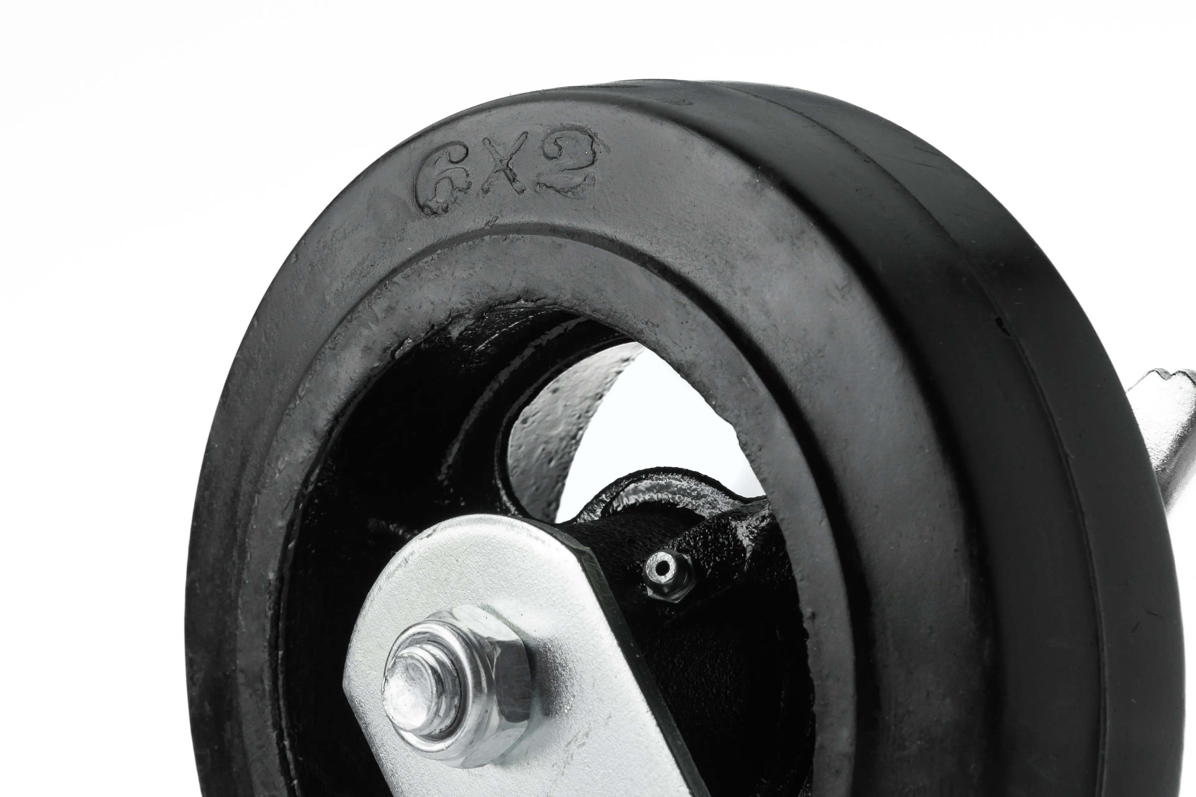 SCDB 63 - Большегрузное чугунное колесо 150 мм (поворот., тормоз, площадка, черн. рез, роликоподш.)